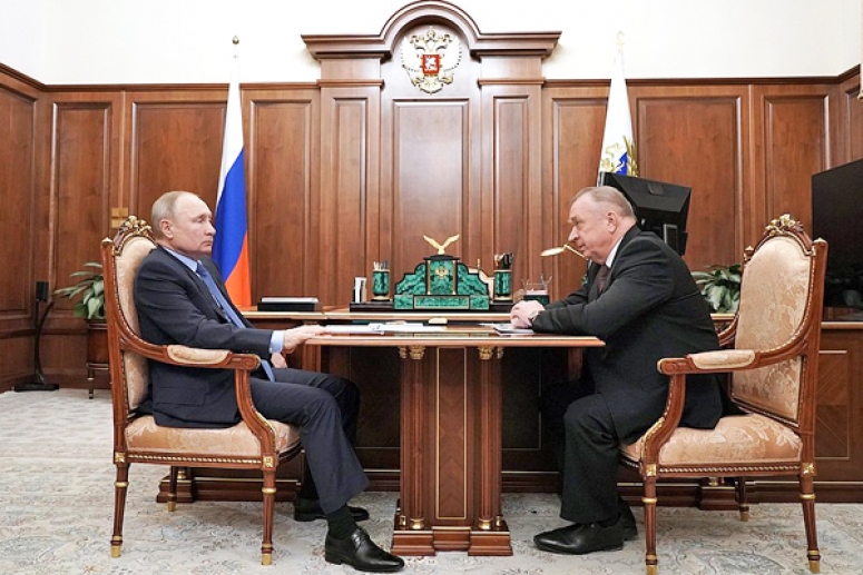 Встреча Президента России Владимира Путина с главой ТПП РФ Сергеем Катыриным